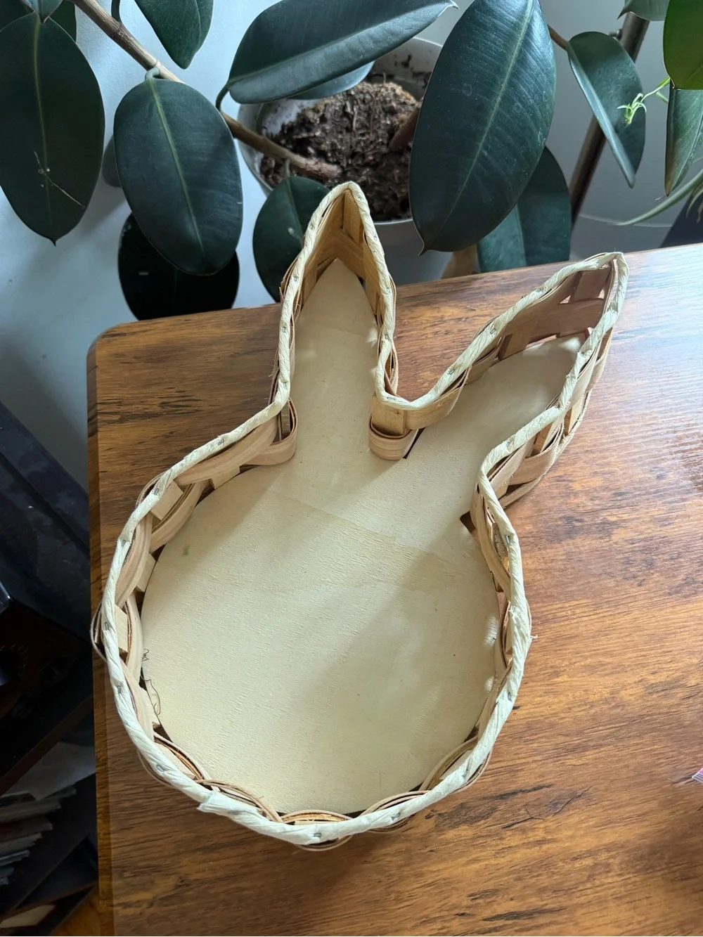 Woven Natural Rattan easter bunny Basket - Home Accents